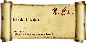 Nick Csaba névjegykártya
